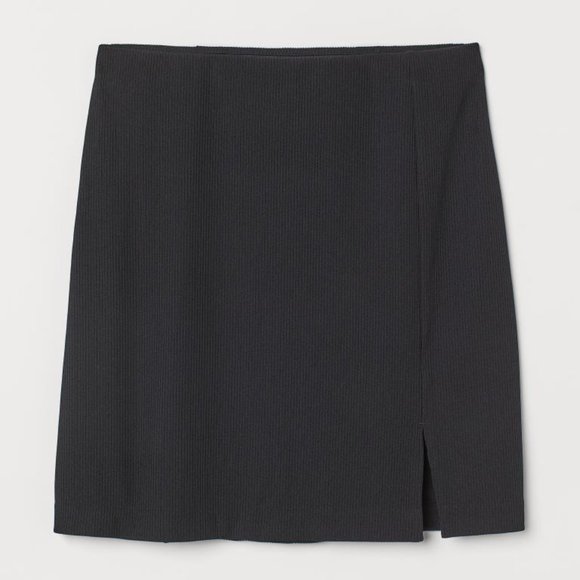 NWT H&M Black Ribbed Short Skirt 🐈⬛ - Picture 3 of 10